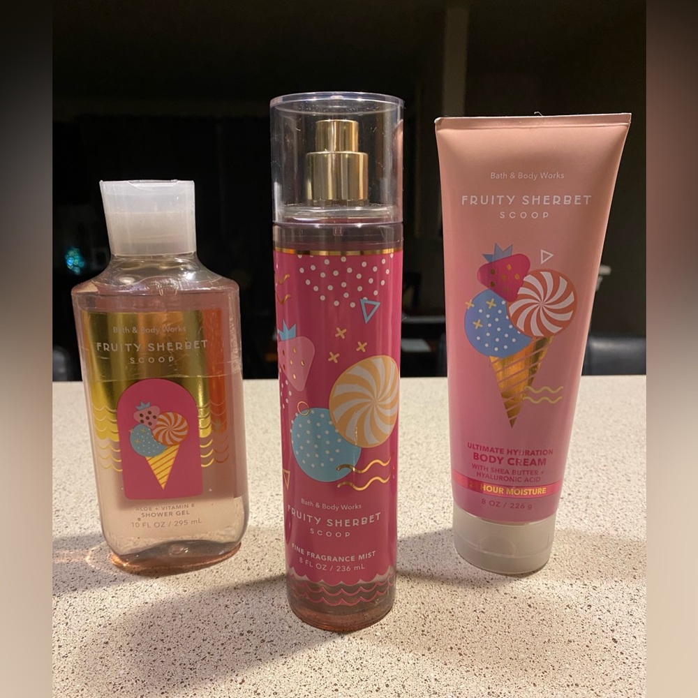 Bath and Body Works 3 piece set, Fruity Sherbet Scoop, NWT